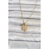 316L Çelik Zincir Gold Renk 4 Yapraklı Yonca Model Kadın Kolye TJ-BKO11080