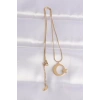 316L Çelik Zincir Gold Renk Ay Yıldız Unisex Kolye - TJ-BKO8699