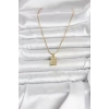 316L Çelik Zincir Gold Renk Külçe Altın Model Kadın Kolye - TJ-BKO11042