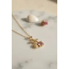 316L Çelik Zincir Gold Renk Pembe Kiraz Model Kolye