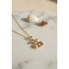 316L Çelik Zincir Gold Renk Pembe Kiraz Model Kolye TJ-BKO11190