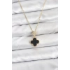 316L Çelik Zincir Gold Renk Yonca Model Zirkon Taşlı Kadın Kolye - TJ-BKO10863