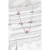 316L Çelik Zincir Gümüş Renk Pembe Baby Boy Yonca Kadın Kolye - TJ-BKO10575