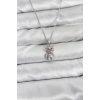 316L Çelik Zincir Gümüş Renk Teddy Bear Model Zirkon Taşlı Kadın Kolye 5886