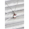 316L Çelik Zincir Gümüş Renk Yılbaşı Teması Kadın Kolye 5886
