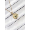 316L Çelik Zirkon Taşlı Ay Ve Güneş Model Gold Renk Kadın Kolye - TJ-BKO10539