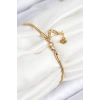 316L Çelik Zirkon Taşlı Göz Charm Model Gold Renk Kadın Bileklik 5886
