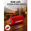 360 RGB LEDli Taşınabilir Bluetooth Hoparlör – Kırmızı USB/TF Destekli