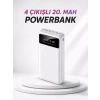 4 Çıkışlı 20.000 MAH Powerbank Taşınabilir Çoklu Giriş