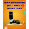 500 ml Isı Korumalı Çelik Termos ve Bardak Seti | Silikon Tabanlı Şık ve Pratik