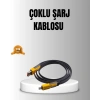 65W 4’ü 1 Arada Örgülü Hızlı Şarj Kablosu USB-C USB-A Çoklu Şarj Dayanıklı