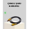 65W Çoklu Şarj Kablosu 4’ü 1 Arada Örgülü Hızlı Veri Aktarım USB-C USB-A