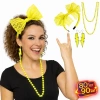 80’ler 90’lar Neon Sarı Parti Seti – Kolye Küpe Taç