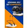 Alarm ve Titreşim Özellikli Akıllı Saat ve Mikrofonlu Kablolu Bluetooth Kulaklık 60 Saat