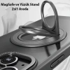 ALLY iPhone 14 Plus İçin Magsafe Uyumlu Yüzük Standlı Manyetik Silikon Kılıf-(5775)