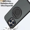 ALLY iPhone 14 Pro Max İçin Magsafe Uyumlu Yüzük Standlı Manyetik Silikon Kılıf-(5775)