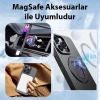 ALLY iPhone 15 Pro Max İçin Magsafe Uyumlu Yüzük Standlı Manyetik Silikon Kılıf-(5775)