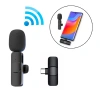Ally K8 Lightning iPhone Tak Konuş Wireless Kablosuz Mini Yaka Mikrofonu Canlı Yayın Mikrofonu-(5775)