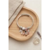 Arı ve Pembe Çiçek Charmlı Gümüş Renk Bileklik TJ-BB8779