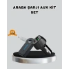 AUX Bluetooth Adaptör ve 38W Hızlı Araç Şarj Cihazı Seti