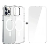 Baseus Crystal iPhone 13 Pro Max 6.7 Magsafe Silikon Kılıf + Tempered Ekran Koruyucu Set-(5775)