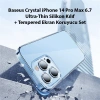 Baseus Crystal iPhone 14 Pro Max 6.7 Ultra-Thin Silikon Kılıf + Tempered Ekran Koruyucu Set-(5775)