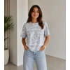 Batik Desenli Tişört Bisiklet Yaka Kısa Kol Regular Fit T-shirt - Gri