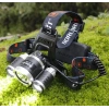 Boruit T6 Kafa Feneri 5000 Lumens 3Xcree Xm-T6+2R5 Lamba Led Kamp Lambası
