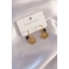 Çelik Gold Renk Güneş Figür Siyah Kristal Detay Kadın Küpe 5886