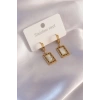 Çelik Gold Renk Kare Kadın Küpe 5886