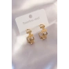Çelik Gold Renk Tifanny Zincir Model Kadın Küpe - TJ-BKP6933