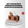 Çift Hoparlörlü Retro Bluetooth Speaker 1800mAh Bataryalı AUX USB SD Kartlı