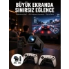 Çift Kollu Game Box Projeksiyon Cihazı Kumandalı Android Tv Dahili Hoparlör Yeni Nesil