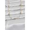 CM 14K Gold Renk Damla Topçuklu Zincir Model 60 cm Kadın Kolye 5886