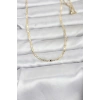 CM 14K Gold Renk Lazerli Yassı Model Zincirli 60 cm Kadın Kolye 5886