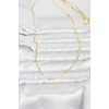 CM 14K Gold Renk Lazerli Zincir Model 60 cm Kadın Kolye 5886