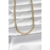 CM 14K Gold Renk Yassı Ezme Zincir Model 60 cm Kadın Kolye 5886