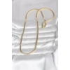 CM 14K Gold Renk Yassı Ezme Zincir Model 60 cm Kadın Kolye - TJ-BKO10996
