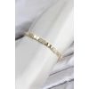 CM Kare Model Zirkon Taşlı VIP Seri Gold Renk Pirinç Kadın Bileklik