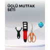 Çok Fonksiyonlu Mutfak Makas Seti – 3 Makas Bileyici ve Soyacak Dahil