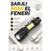 El Feneri Led USB Şarjlı Zoom Mini Led Işık Acil Durum Feneri