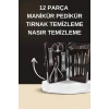 Elektrikli Manikür Pedikür Seti İkili Set 12 Parça Tırnak Bakımı Törpü Protez Çıkarma