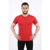 Erkek Basic Tişört Bisiklet Yaka Kısa Kol Günlük Yazlık Slim Fit T-Shirt - Kırmızı