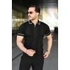 Erkek Dokulu Desen Yakalı Kısa Kollu Tişört