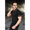 Erkek Dokulu Desen Yakalı Kısa Kollu Tişört