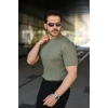Erkek Fitilli Bisiklet Yaka Kısa Kollu Tişört