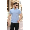 Erkek Hakim Yaka Dokuma Pamuklu Kumaş Kısa Kollu Tişört