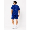 Erkek Oversize Kalıp Pubg Bape X Shark Nakışlı Cepli Şort Takım - Mavi