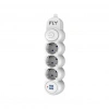 FLY 3393-01 3 Soket 2 USB Akım Korumalı Priz 2.1A Anahtarlı 2Mt Kablo (Beyaz)(1923)