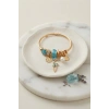 Geyik Model Gold Renk Mavi Charmlı Bileklik TJ-BB8664